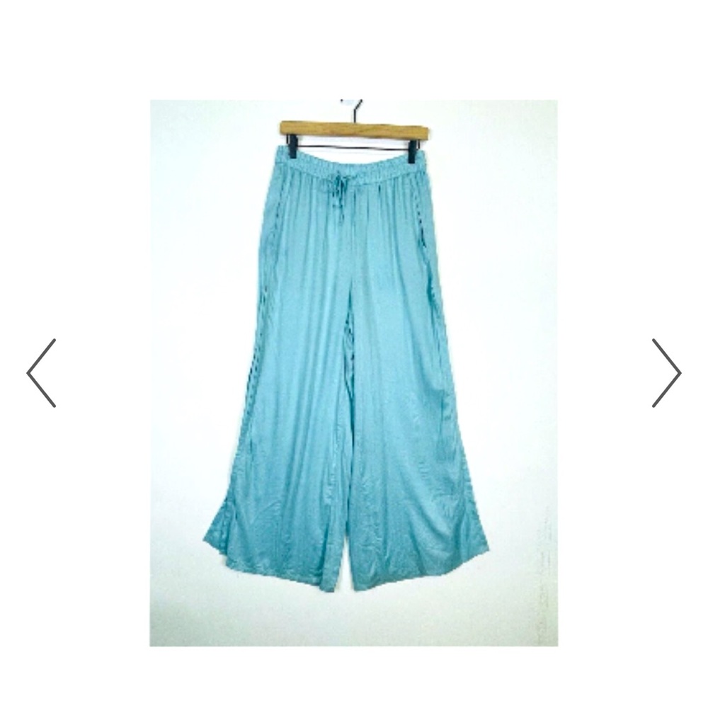 Onia Chloe wide leg slit coverup pants-Aqua-Medium NWT